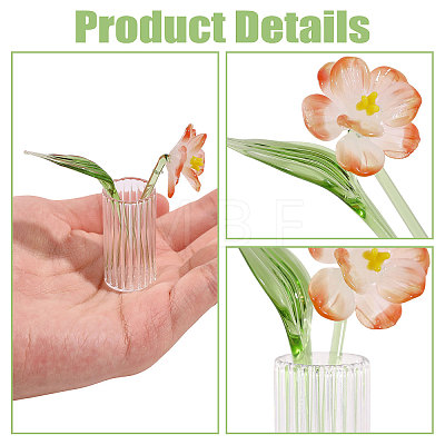 2Pcs Glass Flower Display Decorations AJEW-CO0001-04B-1