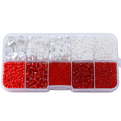 DIY 10 Style ABS & Acrylic Beads Jewelry Making Finding Kit DIY-N0012-05G-1