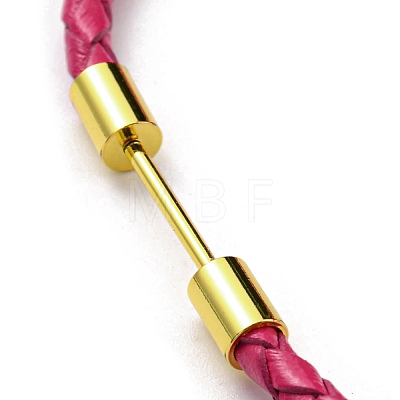 Brass Column Bar Link Bracelet with Leather Cords BJEW-G675-05G-09-1