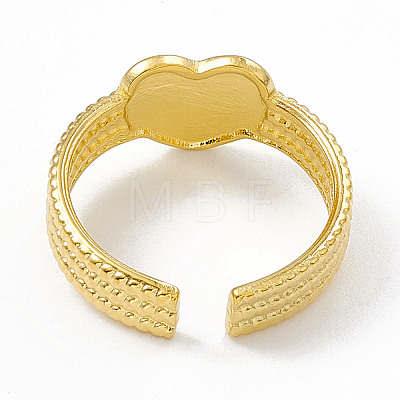 Ion Plating(IP) 304 Stainless Steel Heart Open Cuff Ring for Women RJEW-G275-06G-1