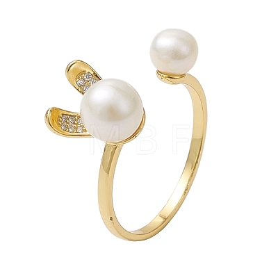 Natural Pearl Finger Rings RJEW-P113-17G-1