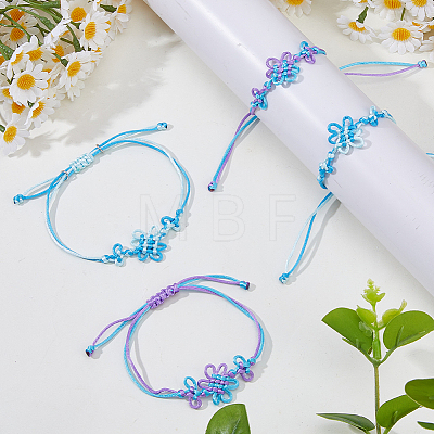 4Pcs 2 Colors Adjustable Cloth Cord Braided Bracelets for Women BJEW-FH0001-17-1