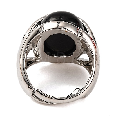 Oval Natural Obsidian Finger Ring G-Q184-06B-P-1