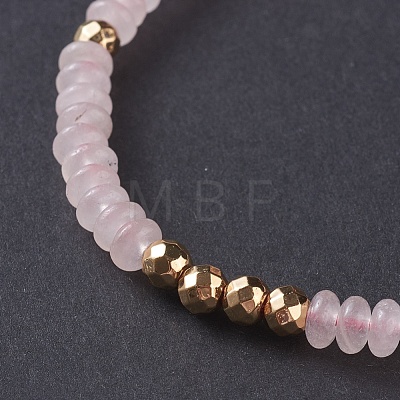 Natural Rose Quartz Braided Bead Bracelets BJEW-O175-C13-1