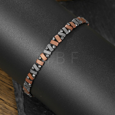 Synthetic Non-magnetic Hematite Beaded Stretch Bracelets for Men WG36233-02-1