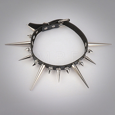 Gothic Style Alloy Spiked Rivet Imitation Leather Choker Necklaces FS-WGF47C0-01-1
