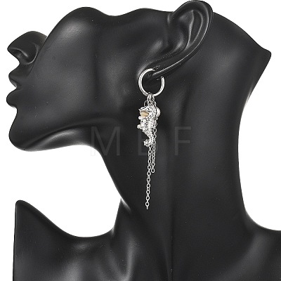 2Pairs 2 Styles Natural Freshwater Shell & 304 Stainless Steel Pendants Dangle Earrings for Women EJEW-JE07140-1
