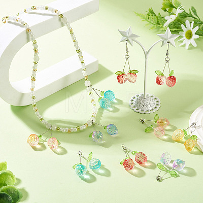 10Pcs 5 Styles Transparent Spray Painted Glass Pendants PALLOY-TADJ00001-1