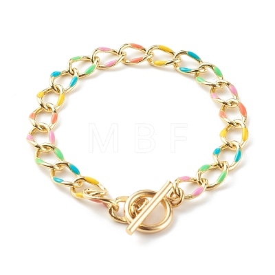 Brass Enamel Curb Chain Necklaces & Bracelets Jewelry Sets SJEW-JS01197-1