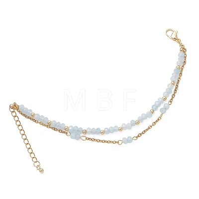 Adjustable Natural Malaysia Jade & 304 Stainless Steel Multi-strand Bracelets BJEW-JB13035-04-1