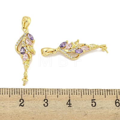 Flower Brass Micro Pave Cubic Zirconia Screw Eye Pin Peg Bails KK-S386-27G-1