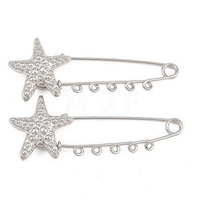 Starfish 304 Stainless Steel Safety Pins Brooch Findings SA-CBA098D-16D-P05-1