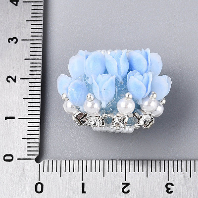 Acrylic with Resin Iron Rhinestone ABS Imitation Pearl Beads OACR-T031-04B-1