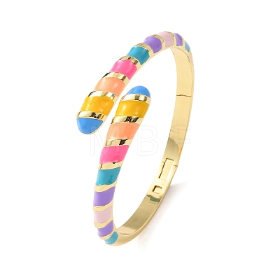 Snake Brass Enamel Cuff Bangles BJEW-A163-01G-05-1
