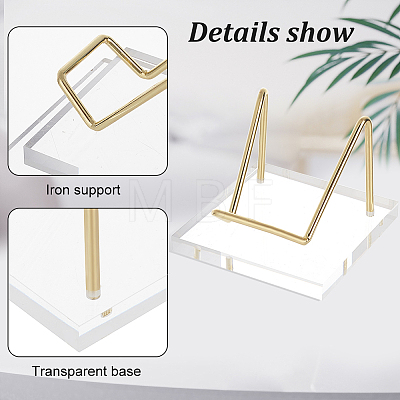 Square Acrylic Base Iron Arm Mineral Specimens Display Easel Stands ODIS-WH0043-26LG-1