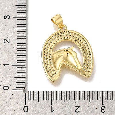 Horse Rack Plating Brass Clear Cubic Zirconia Pendants KK-U019-32G-1