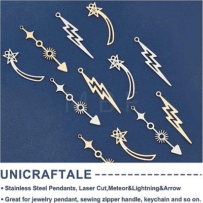 Unicraftale 12Pcs 6 Styles  201 Stainless Steel Pendants STAS-UN0034-04-1