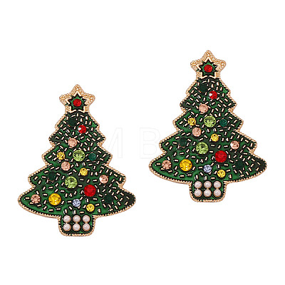 Christmas Tree  Alloy Enamel Stud Earrings FS-WG53A5C-01-1