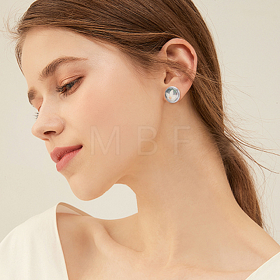50Pcs 304 Stainless Steel Flat Round Stud Earring Settings STAS-BBC0010-39C-1