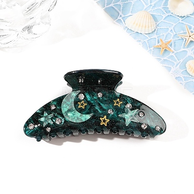 Moon & Star Pattern Acrylic Claw Hair Clips PW-WG255E6-04-1