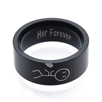 201 Stainless Steel Boy with Heart Finger Ring RJEW-N043-13E-1