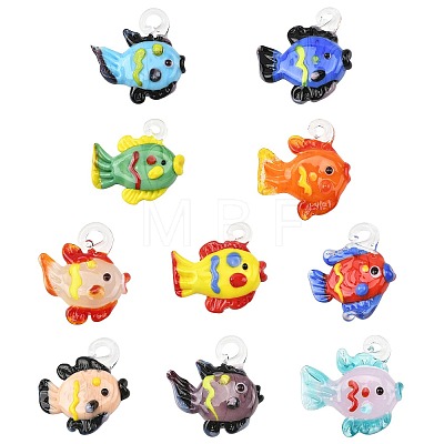5Pcs 5 Colors Handmade Lampwork Pendants LAMP-FS0001-80B-1