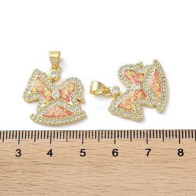 Brass Micro Pave Clear Cubic Zirconia Pendants KK-C045-11G-1