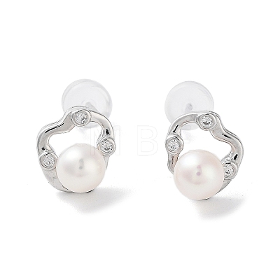 Natural Pearl Stud Earrings for Women EJEW-C082-08P-1