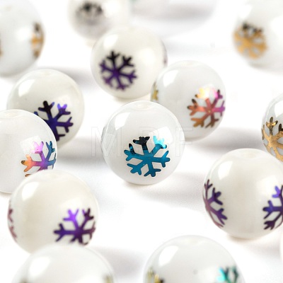 50Pcs 5 Colors Christmas Opaque Glass Beads EGLA-FS0001-05-1