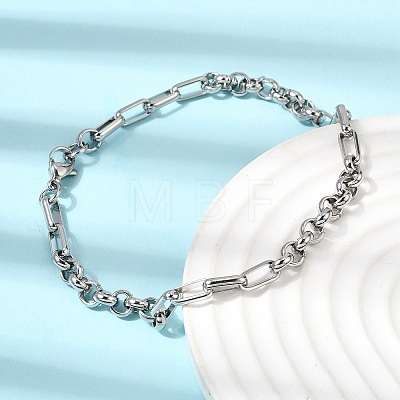 304 Stainless Steel Teardrop Link Chain Bracelet & Necklace Jewelry Sets SJEW-L199-18P-1