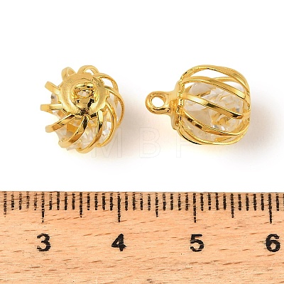 Iron Glass Bead Cage Pendants IFIN-N014-01G-01-1