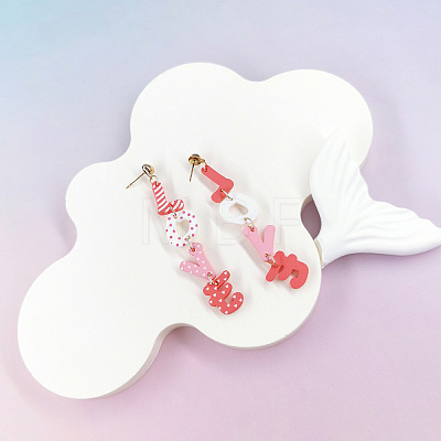 Acrylic Dangle Stud Earrings FS-WG919F8-01-1
