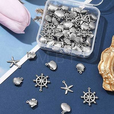 60Pcs 5 Styles Stainless Steel Charms STAS-FS0001-46-1