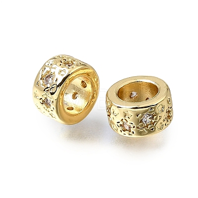 Brass Micro Pave Clear Cubic Zirconia Beads KK-K427-02D-G-1