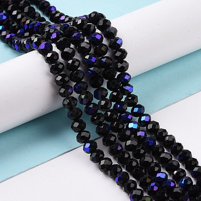 Electroplate Opaque Solid Color Glass Beads Strands X-EGLA-A044-P8mm-L18-1