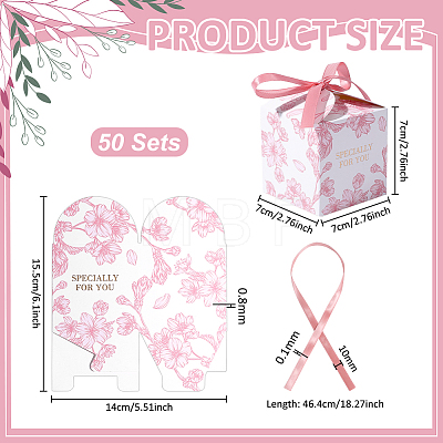 Flower Printed Paper Candy Boxes with Ribbon CON-WH0089-270B-1