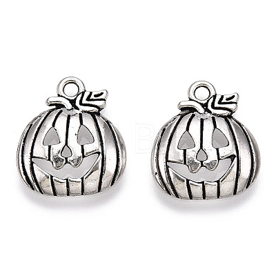 Tibetan Style Halloween Pumpkin Jack-O'-Lantern Alloy Pendants TIBEP-Q050-07AS-1