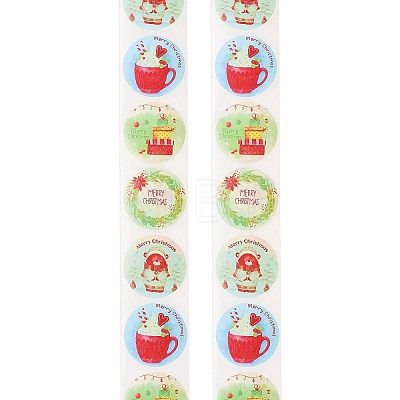 500Pcs Christmas Theme Round Stickers AJEW-S090-04G-1