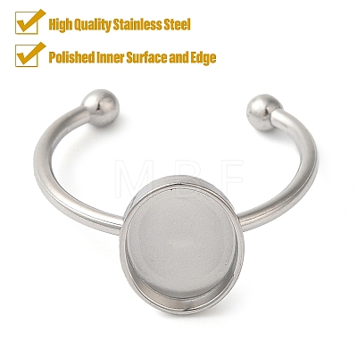 Non-Tarnish 304 Stainless Steel Open Cuff Ring Components STAS-I306-06A-P-1
