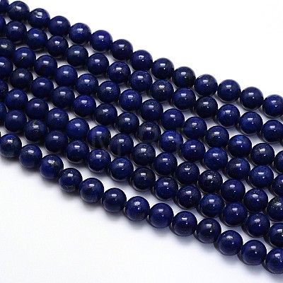 Dyed Natural Lapis Lazuli Round Beads Strands G-O047-06-6mm-1