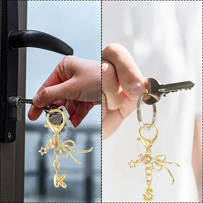 Brass Micro Pave Cubic Zirconia & Alloy Pendant Decorations HJEW-YW00460-01-1
