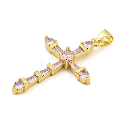 Cross Rack Plating Brass Cubic Zirconia Pendants KK-Z053-13G-03-1