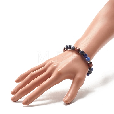 Natural Sodalite Beaded Stretch Bracelet for Women or Men BJEW-JB07732-04-1
