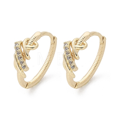 Brass Clear Cubic Zirconia Hoop Earrings EJEW-Q014-14G-1