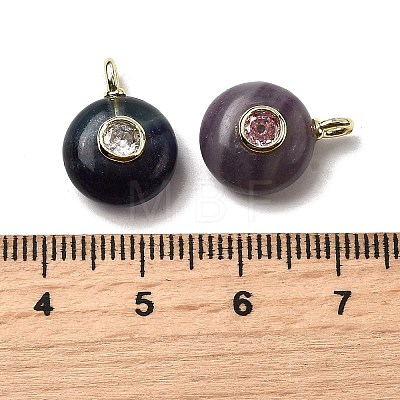 Natural Fluorite Flat Round Pendants X-G-H318-01G-A-02-1