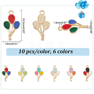   60Pcs 6 Colors Alloy Enamel Pendants ENAM-PH0002-42-1