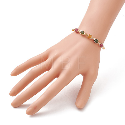 Natural Multicolor Tourmaline Cube Beads Slider Bracelets BJEW-JB13345-01-1