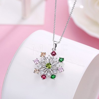 925 Sterling Silver Micro Pave Cubic Zirconia Pendant Necklaces BB34073-1