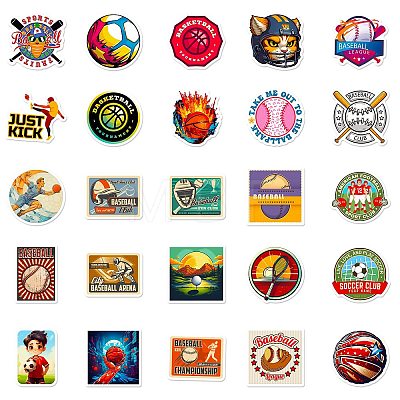 50Pcs Sport Ball PP Waterproof Sticker Labels PW-WG71457-01-1