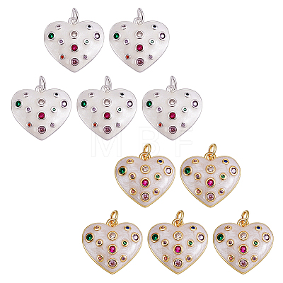 10Pcs 2 Colors Eco-Friendly Brass Micro Pave Cubic Zirconia Pendants KK-GA0002-54-1